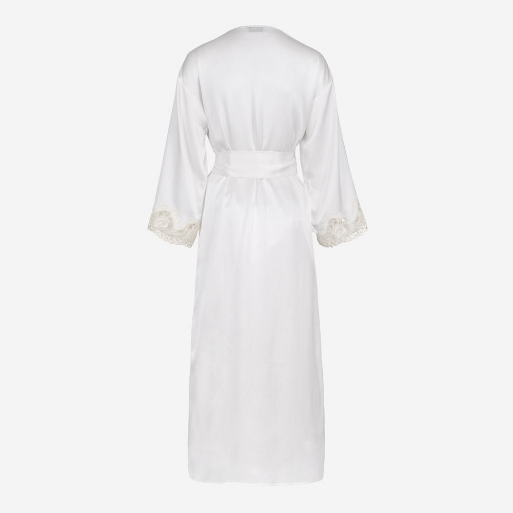 white dressing gown silk Long Bridal Robe, White Elegant Dressing Gown, Gift for Bride, Wedding Morning Duster, Bridal Loungewear